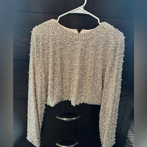 Brand new xl sequin and pearl crop top